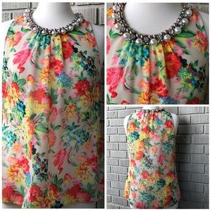 KARLIE  floral beaded top